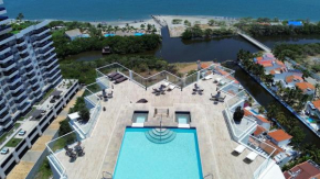 Apto con servicio de playa, terraza con vista 360